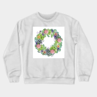 Succulent Watercolor Floral Wreath Crewneck Sweatshirt